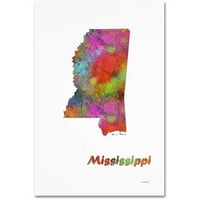 Zaštitni znak Likovna umjetnost državna karta Mississippija-1 umjetnost na platnu Marlene Watson
