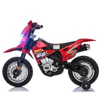 Mera 6V Kids električni pogon za vožnju motociklom Dirt Bike sa točkovima za trening, svjetlo, Muzika-crveno