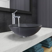 Prozirni sudoper za kupatilo od crnog Mraza i Milo slavina u Hromiranoj završnoj obradi