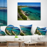 Designart prekrasna Grčka plaža mora - jastuk za bacanje mora-16x16