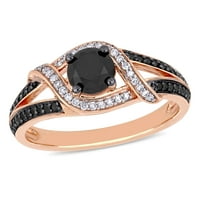 Carat T. W. crno-bijeli dijamant 10kt Rose Gold Crossover prsten