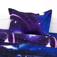 Unique Bargains, 3D Galaxy poplun Cover posteljina Set sa jastučnicom tamno ljubičasta Twin, ljubičasta,