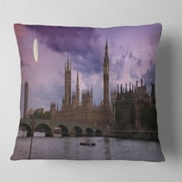 Designart London s ljubičastim nebom na zalasku sunca - jastuk za bacanje fotografija Cityscape - 16x16