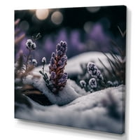 Designart Cvjetajući cvijet ljubičaste lavande u zimskom II platnenom zidu Art