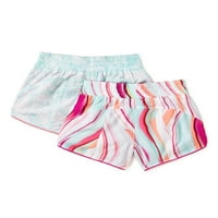 Avia Girls Print i čvrste reverzibilne kratke hlače za trčanje, 2 pakovanja, veličine 4 - & Plus