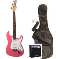 Direktno jeftina električna gitara u Strat stilu pune veličine sa pojačalom, Gig torba, kaiš i kabl, 39 Pink
