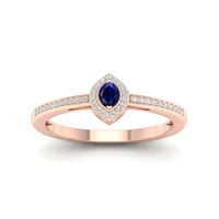 Imperial dragi kamen 10k ružičasto zlato Markiza rezani plavi safir 1 10ct TW dijamantski Halo ženski prsten