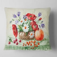 Designart šarena gomila cvijeća i voća - cvjetni jastuk-16x16