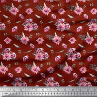 Soimoi crvena svilena tkanina i krilantemum cvjetni dekor od tiskanog dvorišta široko